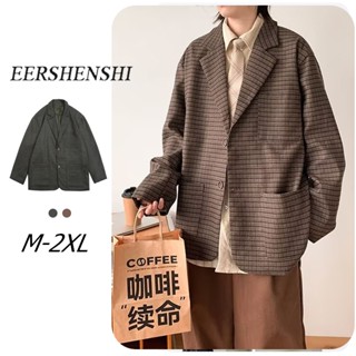 เออร์เชนชิ สูท สไตล์ญี่ปุ่นย้อนยุคลายสก๊อต เหมาะสำหรับฤดูใบไ…