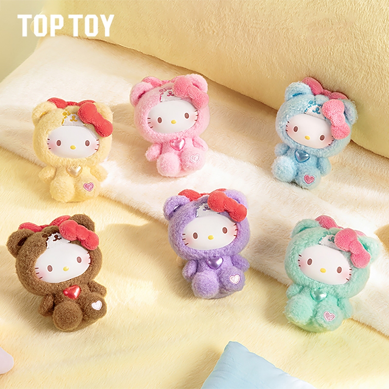 TOPTOY x Hello Kitty ตุ๊กตาผ้ากำมะหยี่  พวงกุญแจ ตุ๊กตาไวนิลน่ารักสำหรับสะสม  จี้ห้อยกระเป๋าแฟชั่น(Hello Kitty Caramel Pajamas Series Plush Figure)