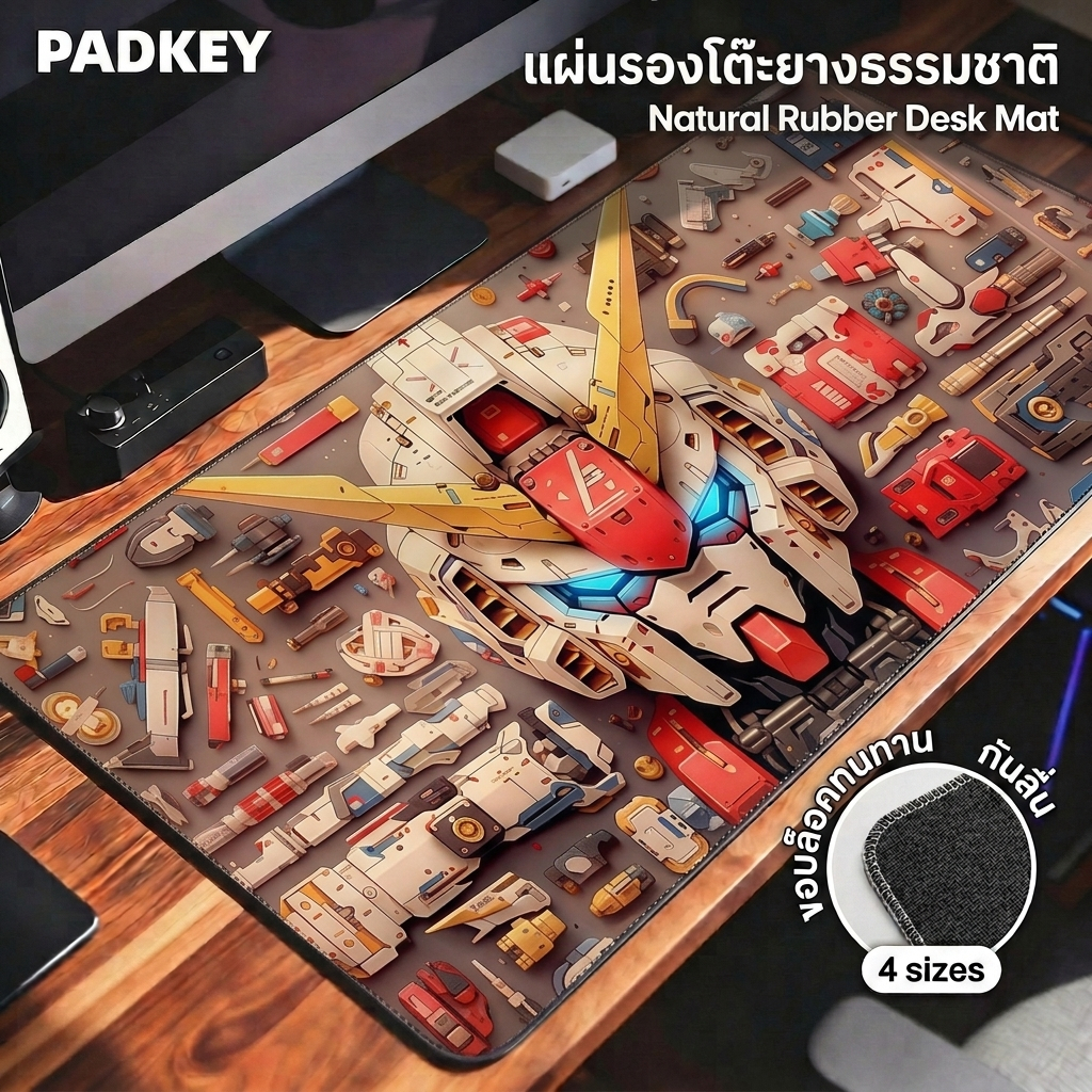 Gundam Gaming Mouse Pad XL 80×30cm | แผ่นรองเมาส์อีสปอร์ต | Natural Rubber กันลื่น | 🚚 ส่งด่วนไทย | ป้องกันข้อมือ