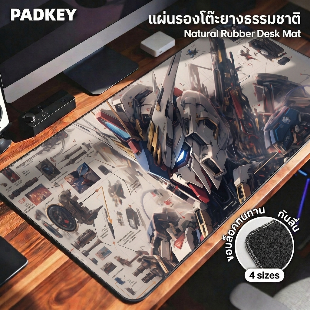 Gundam Desk Mat 80×30cm XL | กันดั้ม | Anti-Slip Natural Rubber | ยางธรรมชาติ | ส่งจากไทยเร็ว