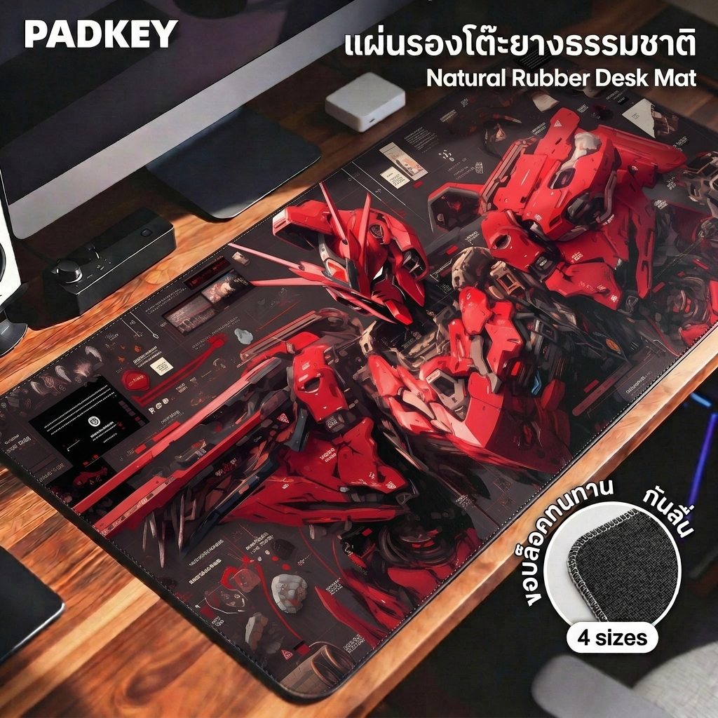 Gundam Gaming Mouse Pad XXL 90×40cm | Disassembled Mecha Design | Natural Rubber กันลื่น | 🚚 ส่งด่วนไทย