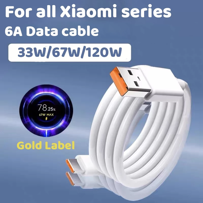 Xiaomi 120W Super Fast Charger Poco Tubro 6A Fast สายชาร์จข้อมูลสําหรับ X3 Pro POCO F4 F5 F6 F7 X7 X7pro GT/Mi 11T Pro Redmi Note13 12 11 Pro