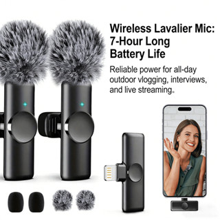 ไร้สาย Lavalier Mic Noise Cancellation คลิปหมุนได้สําหรับ iP…
