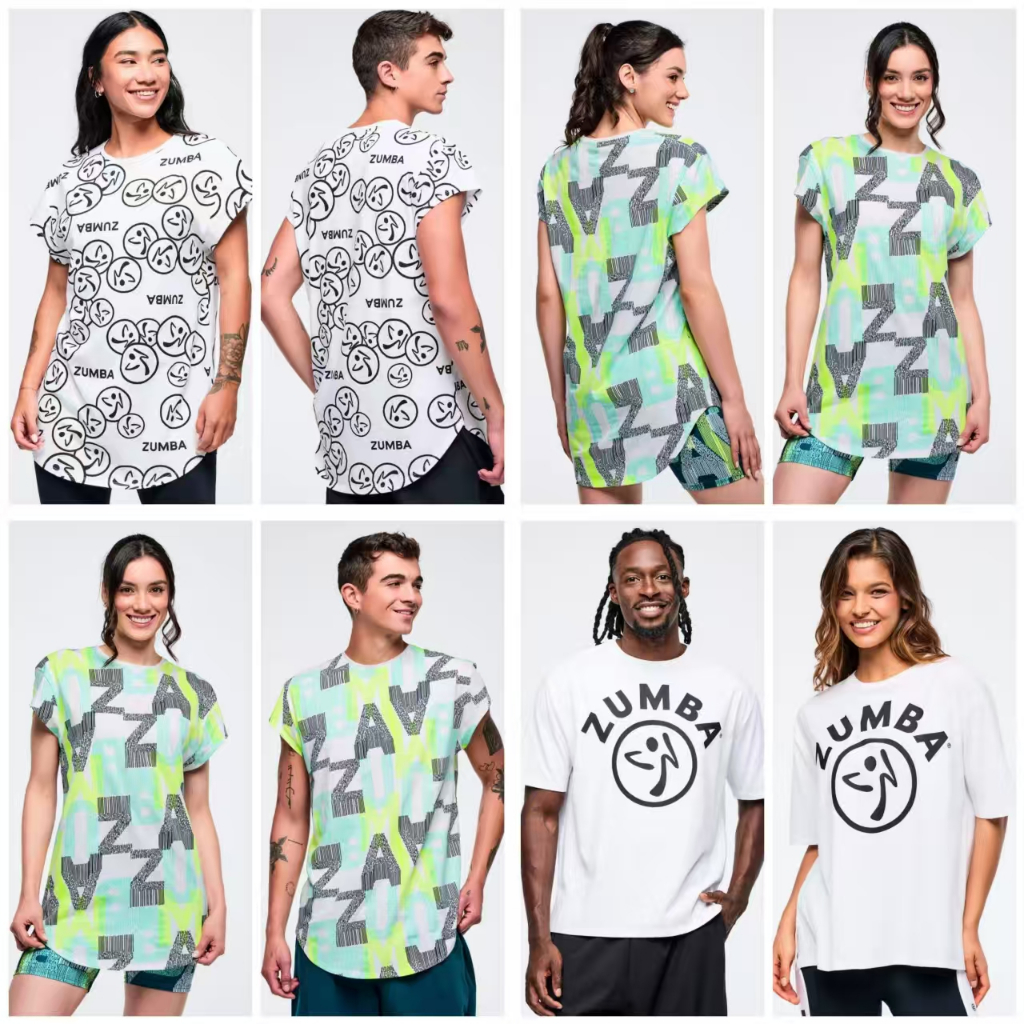 ZUMBA 2026 สไตล์ใหม่กีฬาฟิตเนสแขนสั้น เสื้อยืดสีขาว สําหรับผู้ชายและผู้หญิง