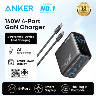 [For iPhone 17/16/15/Samsung] เครื่องชาร์จแล็ปท็อป ANKER เครื่องชาร์จ USB-C 140W, การชาร์จอย่างรวดเร็วหลายอุปกรณ์ 4 พอร์ตสําหรับ for iphone 17 Pro Max