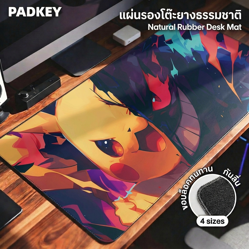 PADKEY Gengar Desk Mat 90×40cm XXL | Limited | แผ่นรองเมาส์ขนาดใหญ่มาก | Anti-Slip + Waterproof | ส่งไวในประเทศ