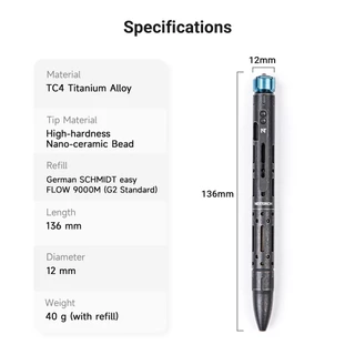 NEXTORCH NP12 Ti EDC ปากกาลูกปัดเซรามิคแก้ว Breaker หัวไทเทเนียมปากกาการอยู่รอดฉุกเฉิน Self-defense