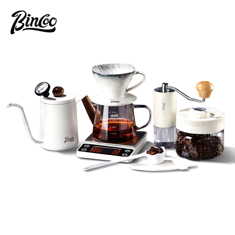 BINCOO Coffee Hand Brewing Set V60 Ceramic Dripper Pour-Over Dripper พร้อมหม้อแบ่งปันแก้วและชุดเครื่