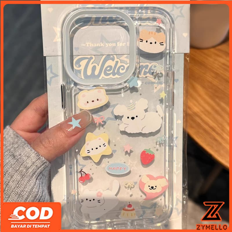 เหมาะสําหรับ OPPO A6S A6X A6 A5X A5 5G A5i A60 PRO A3 A3X A5 PRO A3 PRO A38 A79 A58 A18 A57 2022 A17 A95 เคสโทรศัพท์TPUน่ารักการ์ตูนรูปหัวใจสุนัขโปร่งใสรูปแมวกันกระแทก