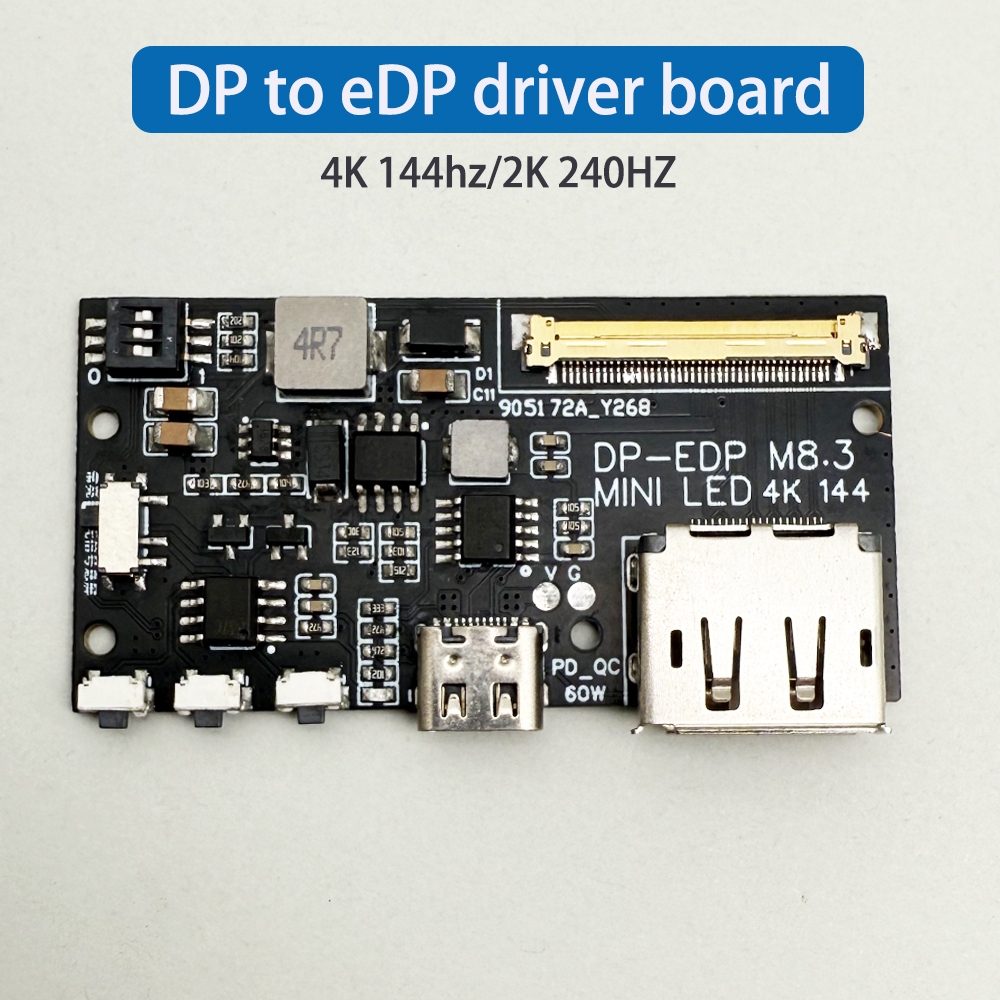 DP เป็น eDP 4K 144Hz/2k 240Hz บอร์ดไดรเวอร์ LED ขนาดเล็กสําหรับจอภาพแบบพกพา