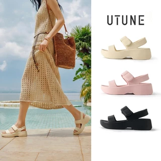 UTUNE รองเท้าแตะผู้หญิงส้นลิ่ม สูง 5.5 ซม. พื้นหนา EVA กันน้ำ ใส่สบายไม่เมื่อย สายรัดตีนตุ๊กแกคู่ นุ่มสบาย ใส่ชายหาด ใส่นอกบ้าน รุ่นใหม่ปี 2026