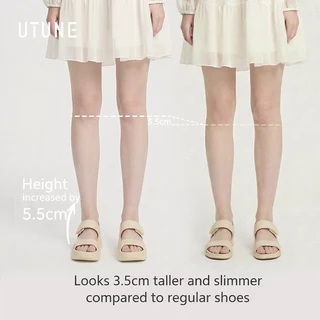 UTUNE รองเท้าแตะผู้หญิงส้นลิ่ม สูง 5.5 ซม. พื้นหนา EVA กันน้ำ ใส่สบายไม่เมื่อย สายรัดตีนตุ๊กแกคู่ นุ่มสบาย ใส่ชายหาด ใส่นอกบ้าน รุ่นใหม่ปี 2026