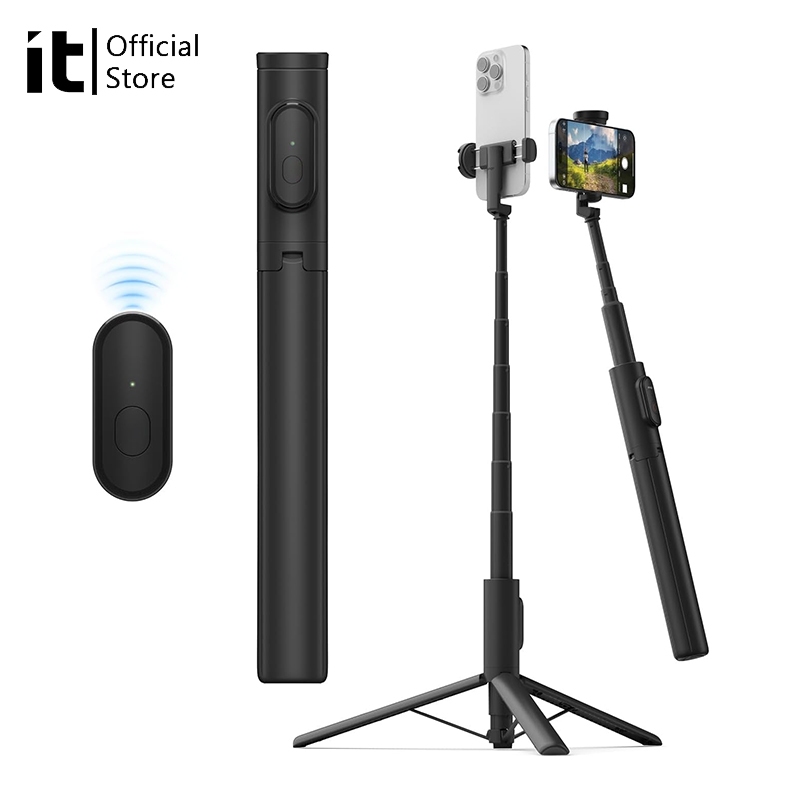 [it]ขาตั้งกล้องไม้เซลฟี่ 1.7 ม. ขยายได้พร้อมรีโมท, 360° ขาตั้งโทรศัพท์แบบหมุนได้ขาตั้งกล้องเดินทางแบบพกพาสําหรับสตรีมมิ่งสดและ วิดีโอบล็อก