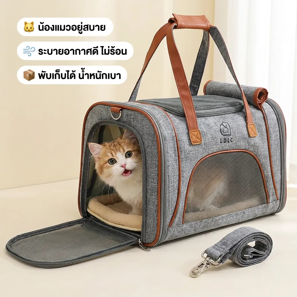 [จัดส่งจากท้องถิ่น🚚] กระเป๋าใส่สัตว์เลี้ยงแบบใหม่ของเกาหลี กระเป๋าสะพายข้างพับได้ระบายอากาศ กระเป๋าใส่แมว