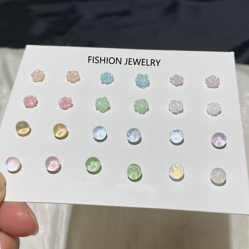 ต่างหูชุดดอกไม้ลูกปัดสีสันสวยงาม 12 ชิ้น สไตล์เกาหลี เหมาะสำหรับผู้หญิง และสามารถเป็นของขวัญวันเกิดได้