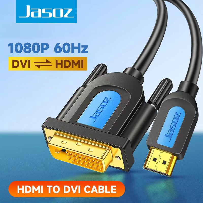 Jasoz HDMI to DVI Cable Bi-Directional DVI-D 24+1 Support Compatible For Projector TV PC Laptop