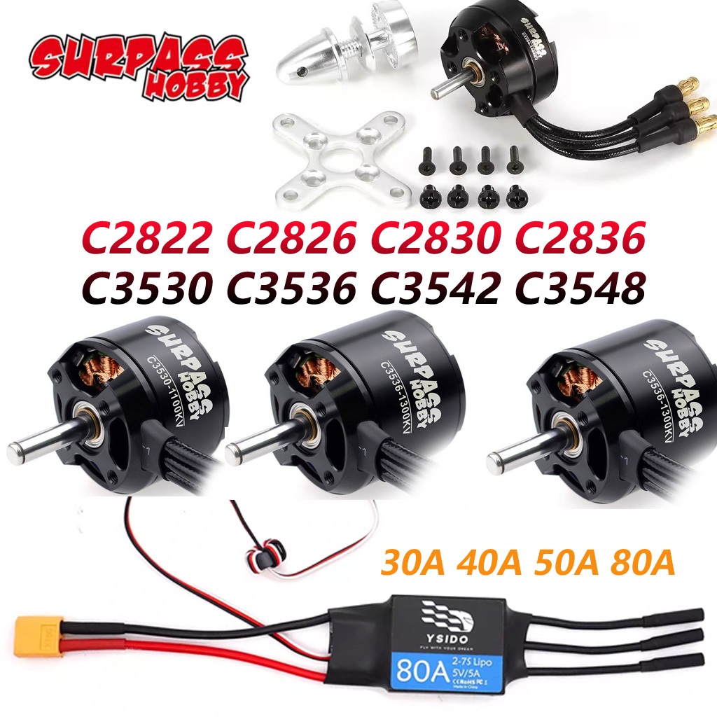 SURPASS HOBBY C2822 2826 2836 2830 3536 3542 3548 มอเตอร์ไร้แปรง 30-80A ESC สําหรับ Airpalne เครื่อง