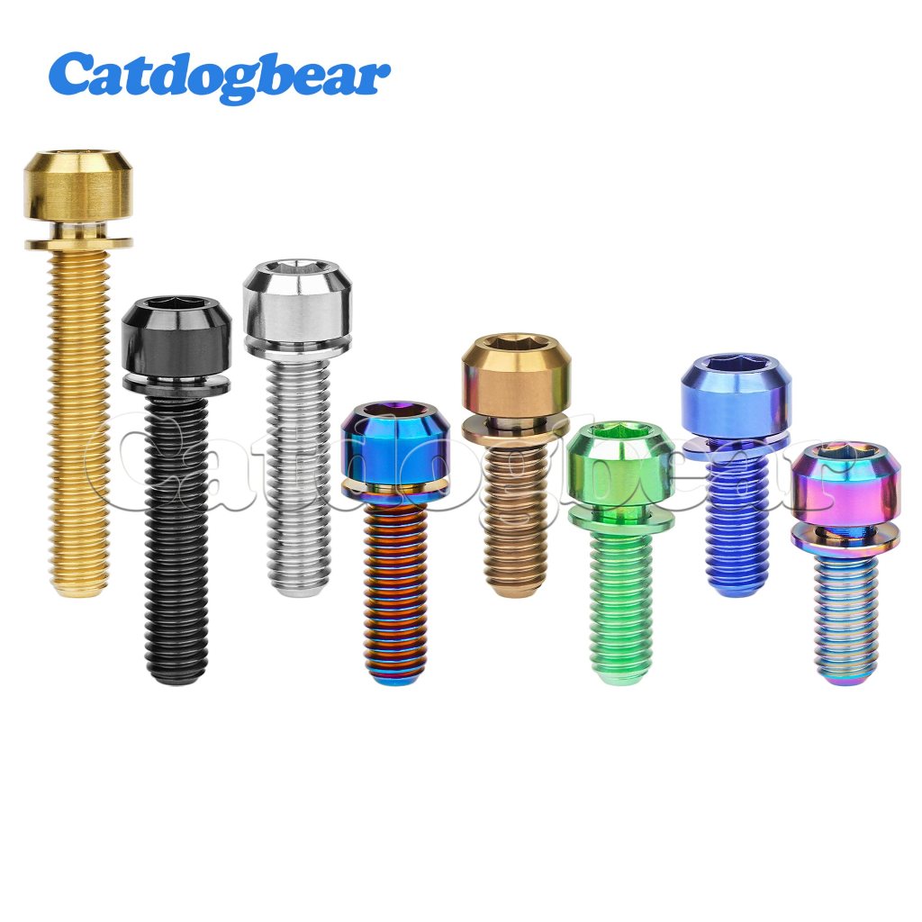 Catdogbear ไทเทเนียม M6X16 18 20 25 30 35 มม.สลักเกลียวซ็อกเก็ตหัวสลักเกลียวพร้อมเครื่องซักผ้าสําหรับ Mount สกรูจักรยาน