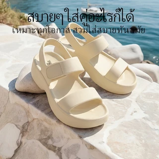 UTUNE รองเท้าแตะผู้หญิงส้นลิ่ม สูง 5.5 ซม. พื้นหนา EVA กันน้ำ ใส่สบายไม่เมื่อย สายรัดตีนตุ๊กแกคู่ นุ่มสบาย ใส่ชายหาด ใส่นอกบ้าน รุ่นใหม่ปี 2026