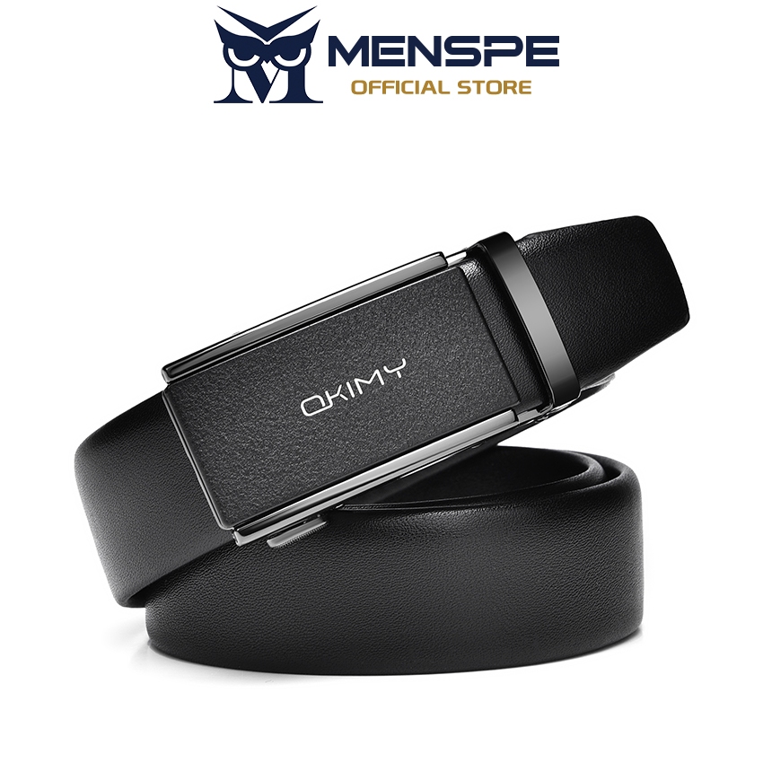 MENSPE สไตล์ธุรกิจ Frosted Alloy Buckle หนังวัวคุณภาพดี มีระบบคลิปอัตโนมัติ