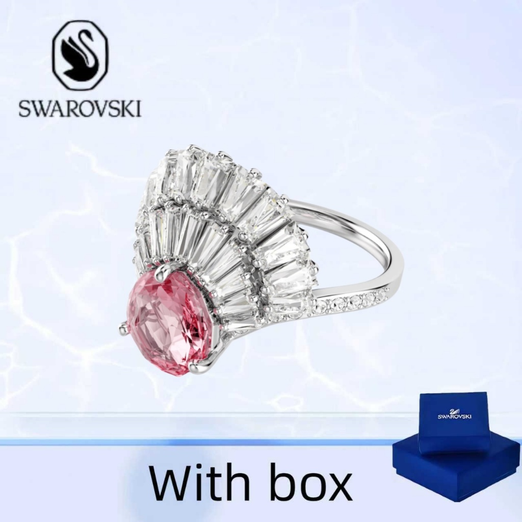 Swarovski (พร้อมกล่อง) ซื้อแหวนเครื่องประดับเงินแท้ Swarovski Idyllia Sparkling Personalized Shell Ring