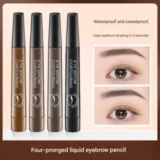 ดินสอเขียนคิ้ว 4 ส้อม Eyebrow Tint Tattoo ดินสอเขียนคิ้วกันน้ํานุ่มทนทาน Quick Draw Eyebrow ปากกา 4 เคล็ดลับ Ultra-fine Liquid Brow Sweat-Proof Anti-Straining ติดทนนาน