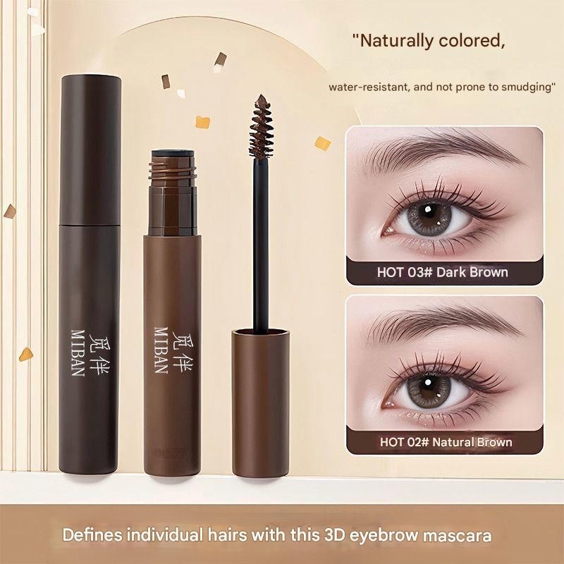 มาสคาร่าคิ้ว ธรรมชาติ 3D กันน้ํายาวนานสเตอริโอ Dye Brows ครีมดินสอแปรงคิ้วธรรมชาติยาวนานแต่งหน้าทุกวันมาสคาร่า Sweetproof ยาวสวมใส่ Smudge Proof