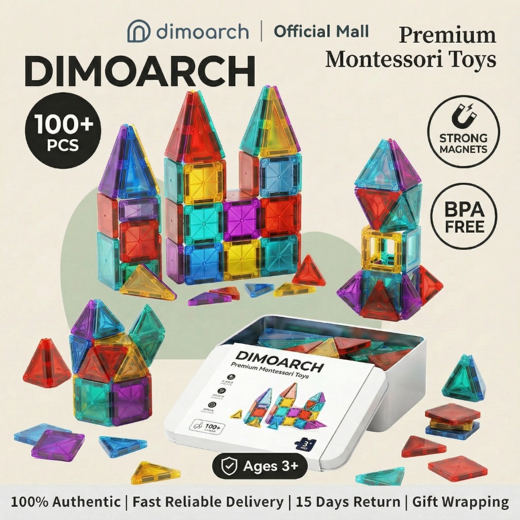 XinGe 100+ ชิ้น ตัวต่อแม่เหล็ก 3D Magnetic Tiles ของเล่นเสริมพัฒนาการ STEM - ตัวต่อแม่เหล็กเด็ก Puzzle ของขวัญเด็ก (สินค้าพร้อมส่ง)