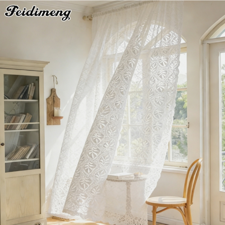 FDM ม่าน ราวผ้าม่าน ไม่ต้องเจาะ ราวม่านยืดไสลด์ 70-120cm มัสลิน โรแมนติกเรียบง่าย