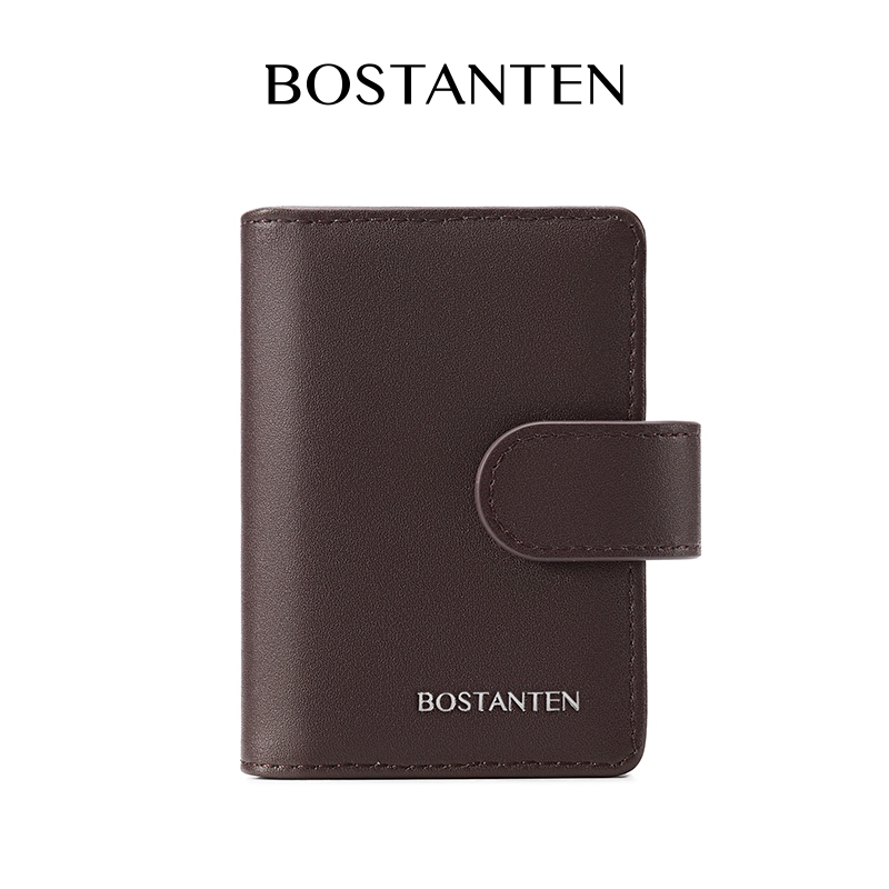 BOSTANTEN Hugo Cardholder ซองใส่บัตรผู้ชาย หนังแท้ RFID กันสแกน พับได้ จุเยอะ เรียบหรู