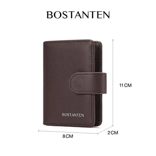 BOSTANTEN Hugo Cardholder ซองใส่บัตรผู้ชาย หนังแท้ RFID กันสแกน พับได้ จุเยอะ เรียบหรู
