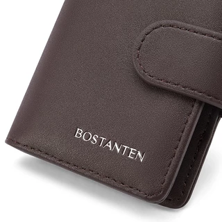 BOSTANTEN Hugo Cardholder ซองใส่บัตรผู้ชาย หนังแท้ RFID กันสแกน พับได้ จุเยอะ เรียบหรู