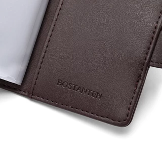 BOSTANTEN Hugo Cardholder ซองใส่บัตรผู้ชาย หนังแท้ RFID กันสแกน พับได้ จุเยอะ เรียบหรู