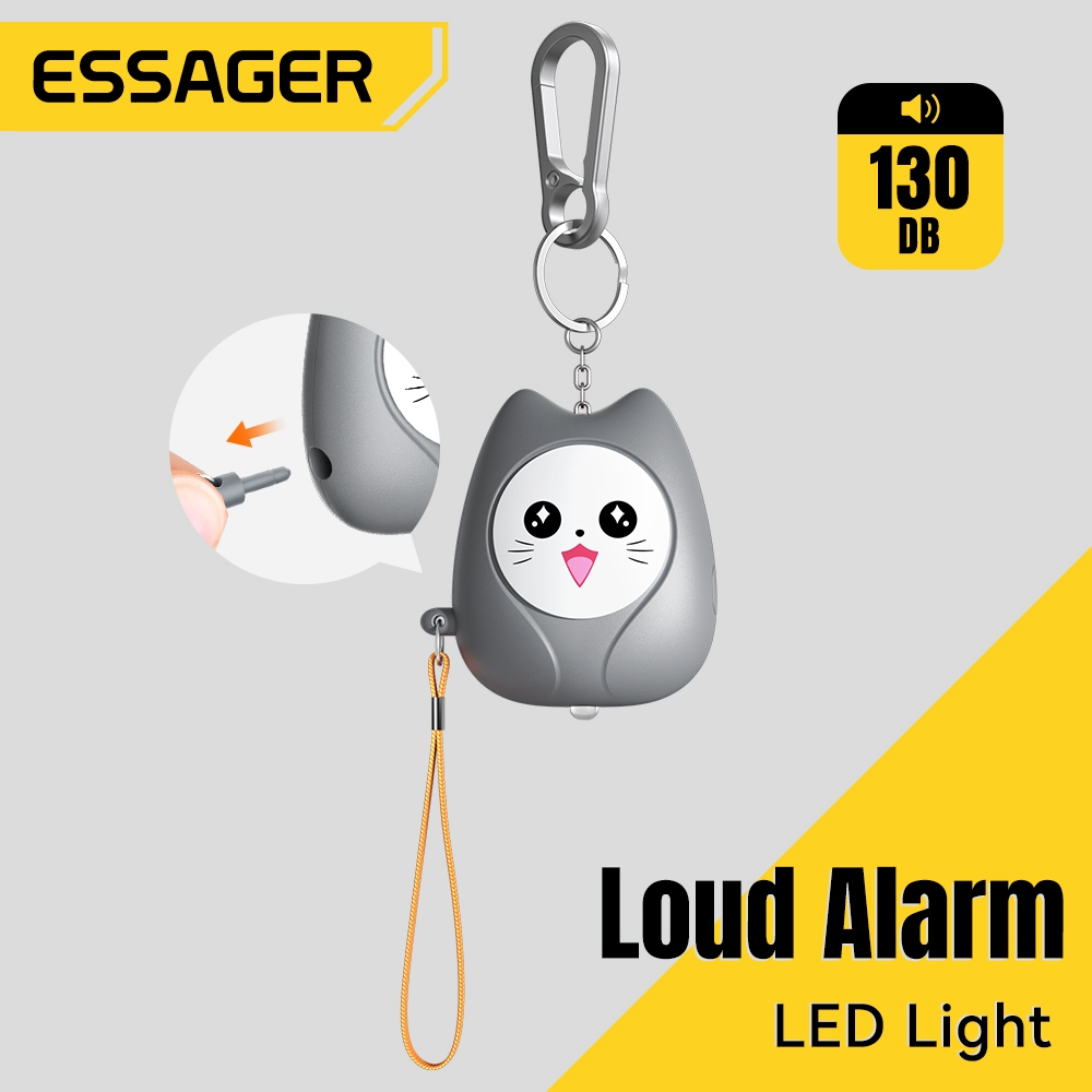 ESSAGER สัญญาณเตือนความปลอดภัยส่วนบุคคล 130dB Decibel สูง Mini แบบพกพาอุปกรณ์ป้องกันการสูญเสีย