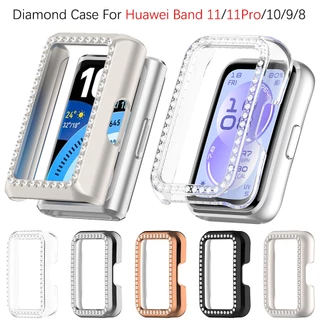 PC Hard Edge เพชร Encrusted สําหรับ Huawei band 11 11Prro 10 9 8 สมาร์ทสําหรับ Huawei band 11/11 Pro/10/9/8 band อุปกรณ์เสริม