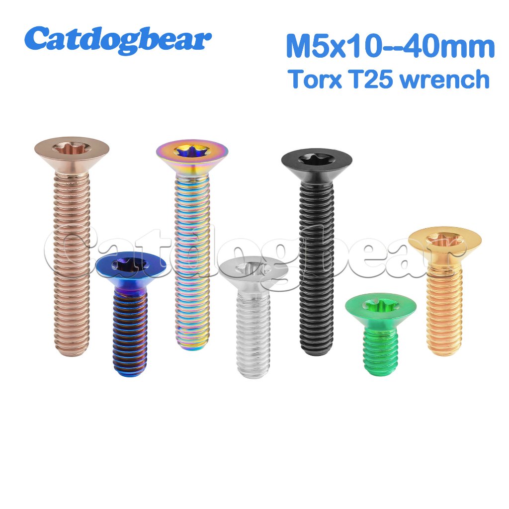 สกรูไทเทเนียม Ti Bolt M5x10 Torx แบน Countersunk สำหรับจักรยานและยานพาหนะ