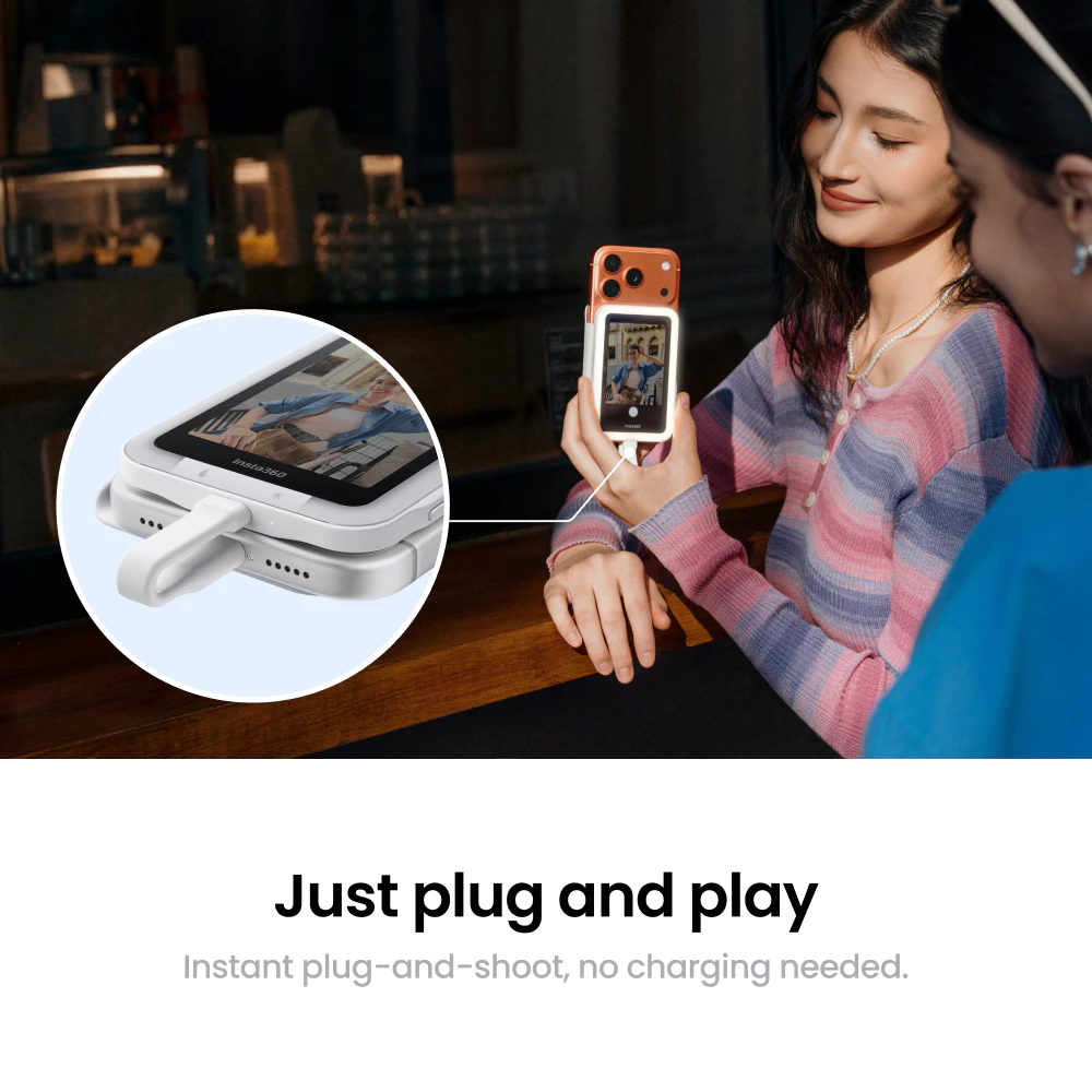 หน้าจอเซลฟี่ Insta360 Snap - หน้าจอจอภาพเซลฟี่แม่เหล็ก 4K สําหรับเซลฟี่, Vlogging, รองรับ virt iPhone & Android, การควบคุมหน้าจอสัมผัส, การเชื่อมต่อทันทีแบบมีสาย thumbnail 6