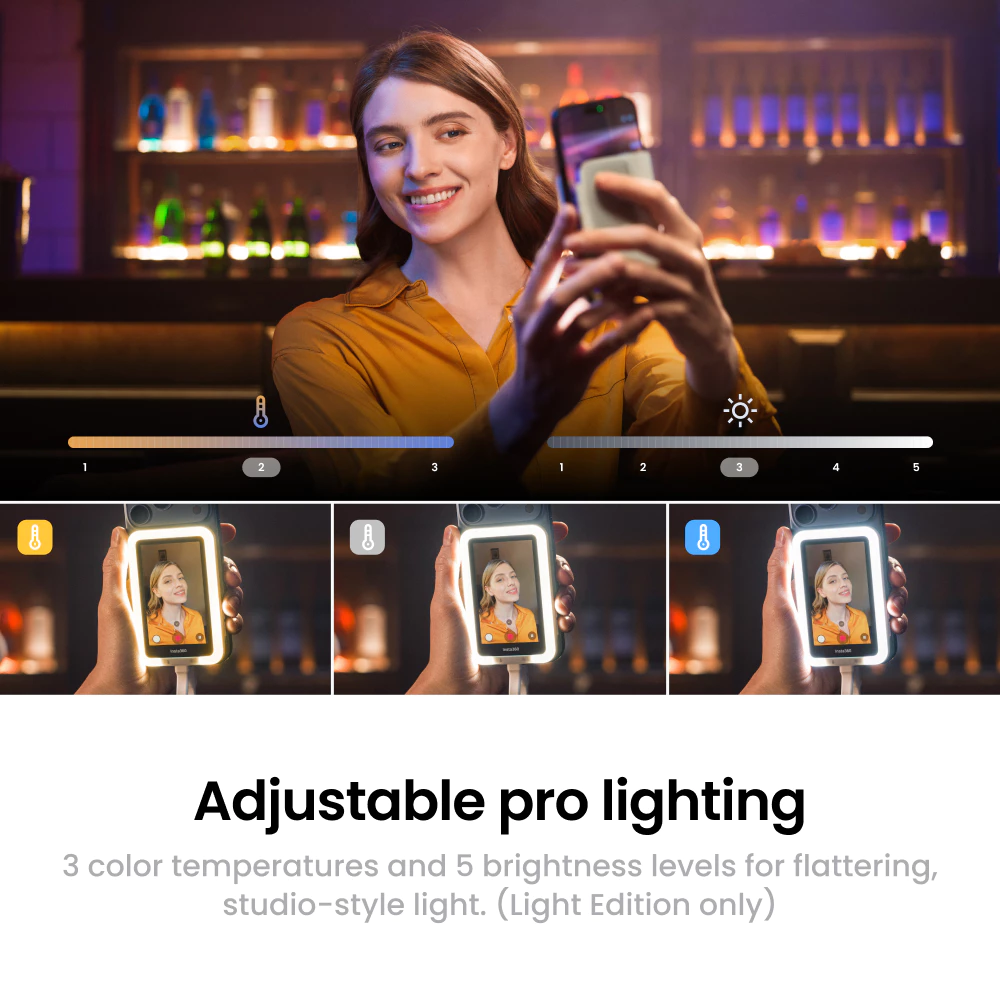 หน้าจอเซลฟี่ Insta360 Snap - หน้าจอจอภาพเซลฟี่แม่เหล็ก 4K สําหรับเซลฟี่, Vlogging, รองรับ virt iPhone & Android, การควบคุมหน้าจอสัมผัส, การเชื่อมต่อทันทีแบบมีสาย thumbnail 7