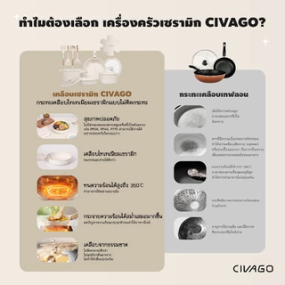 CIVAGO หม้อเคลือบเซรามิกไทเทเนียม ไม่ติดกระทะ ซุปและหม้อตุ๋น หูจับสองข้าง ความจุใหญ่ ปลอดสาร หม้อซุป PFAS PTFE PFOA ใช้ได้กับเตาทุกประเภท