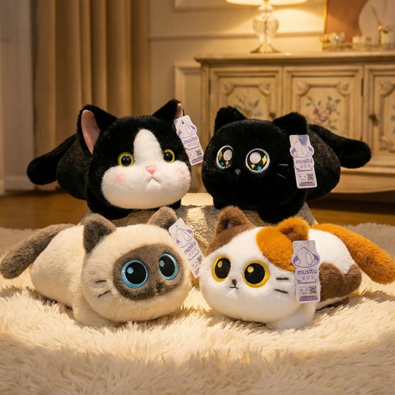 ตุ๊กตาแมวน่ารัก 25-45cm นุ่มคลายเครียด บีบได้ สัตว์นุ่มนิ่ม ของขวัญวันเกิดผู้หญิง