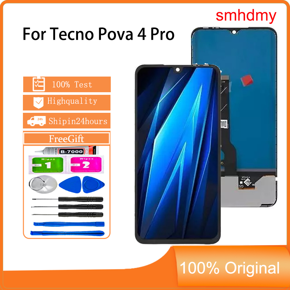 Smhdmy AMOLED สําหรับ Tecno Pova 4 Pro LG8N จอแสดงผล LCD หน้าจอสัมผัสเปลี่ยน