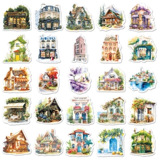 50ชิ้นวินเทจบ้านสติ๊กเกอร์สําหรับโทรศัพท์แล็ปท็อปสมุดภาพศิลปะหมวกกันน็อคสติ๊กเกอร์กราฟฟิตีกันน้ํา ทําเอง