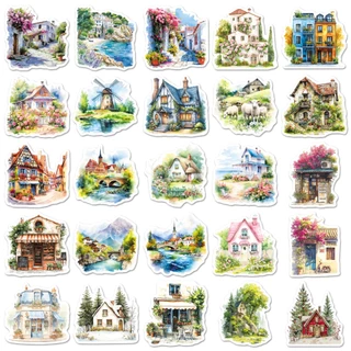 50ชิ้นวินเทจบ้านสติ๊กเกอร์สําหรับโทรศัพท์แล็ปท็อปสมุดภาพศิลปะหมวกกันน็อคสติ๊กเกอร์กราฟฟิตีกันน้ํา ทําเอง