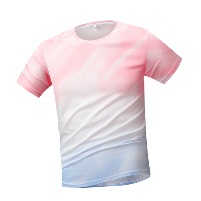 [ราคาขายส่ง] เสื้อยืดแขนสั้นผู้ชาย ลายโทนสี ผ้าไหมน้ำแข็งระบายอากาศได้ แห้งเร็ว สวมใส่ออกกำลังกายทั้งยิมและจ๊อกกิ้ง