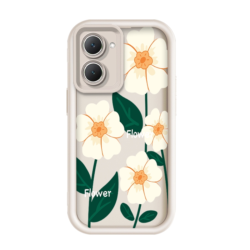 สําหรับ Vivo Y18/Vivo Y18s/Vivo Y18e/Vivo Y18i,สี่ดอกไม้สีขาว,เคสโทรศัพท์ซิลิโคนป้องกันการตกหล่น