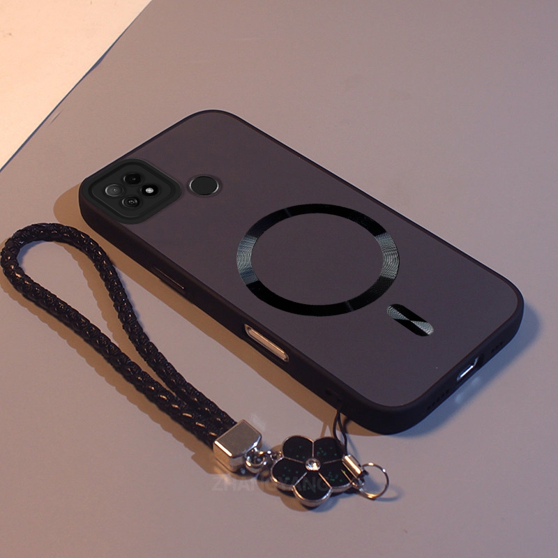 เคสสําหรับ POCO C40 เคสโทรศัพท์สองสีสไตล์มินิมอลขั้นสูงความงามแหวนแม่เหล็กโลหะฟรีเชือกแขวนประณีต