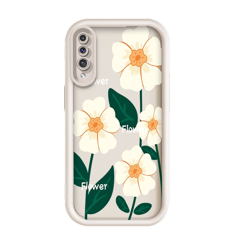 สําหรับ Samsung Galaxy A50/Samsung A50s/Samsung A30s-4G,ดอกไม้สีขาวสี่ดอก,เคสโทรศัพท์ซิลิโคนป้องกันการตกหล่น