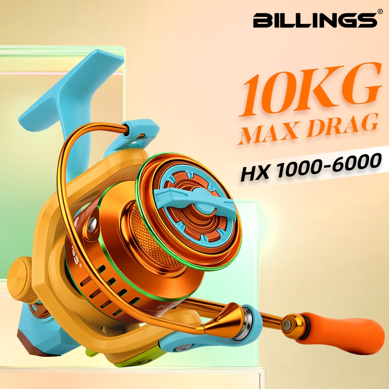 BILLINGS HX Series รอกสปินนิ่ง – แกนโลหะ, โยกโลหะ, คู่มือเสริมแรง, ด้ามจับยาง EVA/ลากแรง, น้ําเค็ม/น้ําจืด, รอกตกปลา