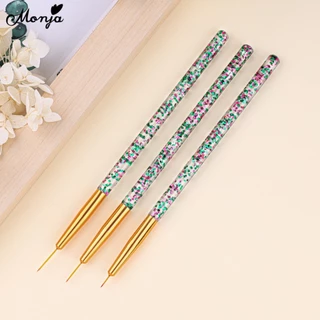 Monja แปรงปากกาเพ้นท์เล็บเจล UV ลายดอกไม้ สีม่วง 3 ขนาด 7 8 11 มม. 3 ชิ้น