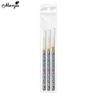 Monja แปรงปากกาเพ้นท์เล็บเจล UV ลายดอกไม้ สีม่วง 3 ขนาด 7 8 11 มม. 3 ชิ้น